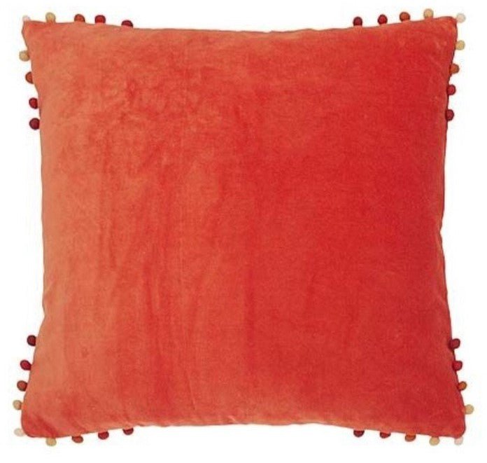 Pom Pom Edge Square Velvet Cushion - SPCVPP - Uneeka